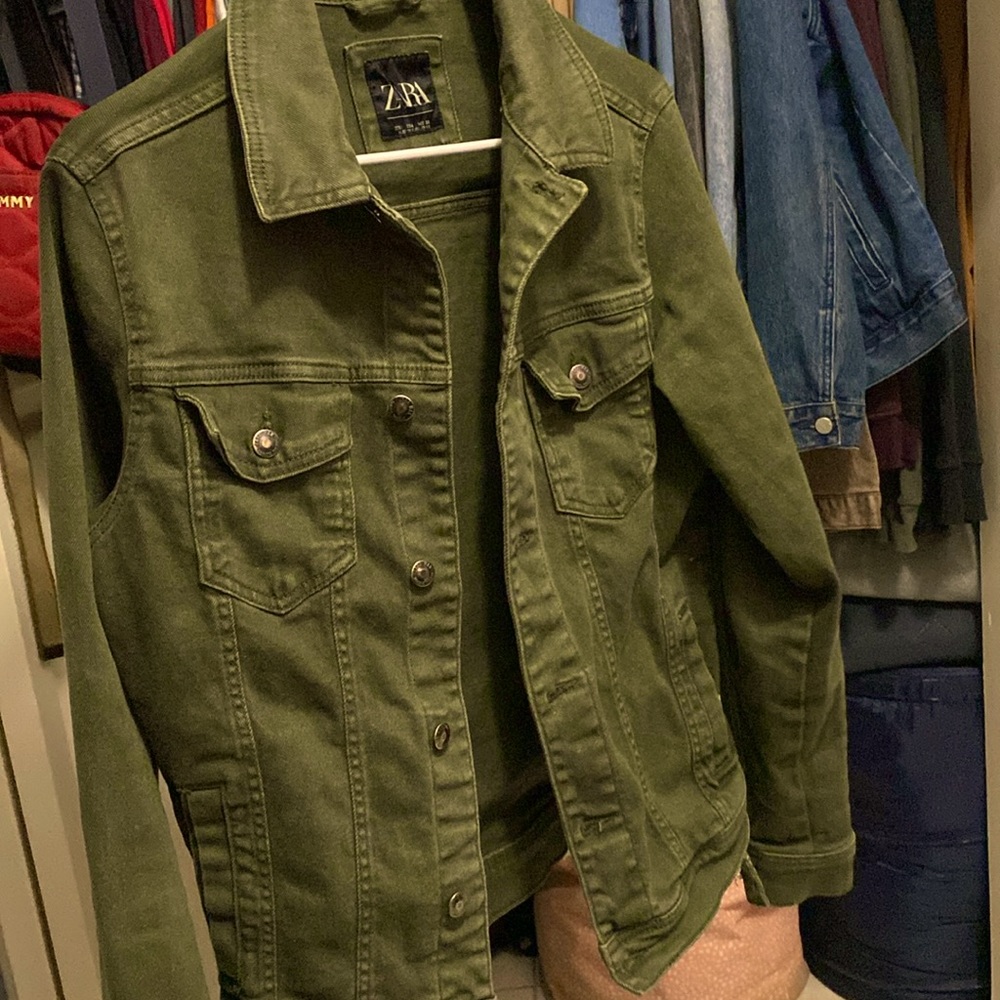 Size small, stretch, dark olive green